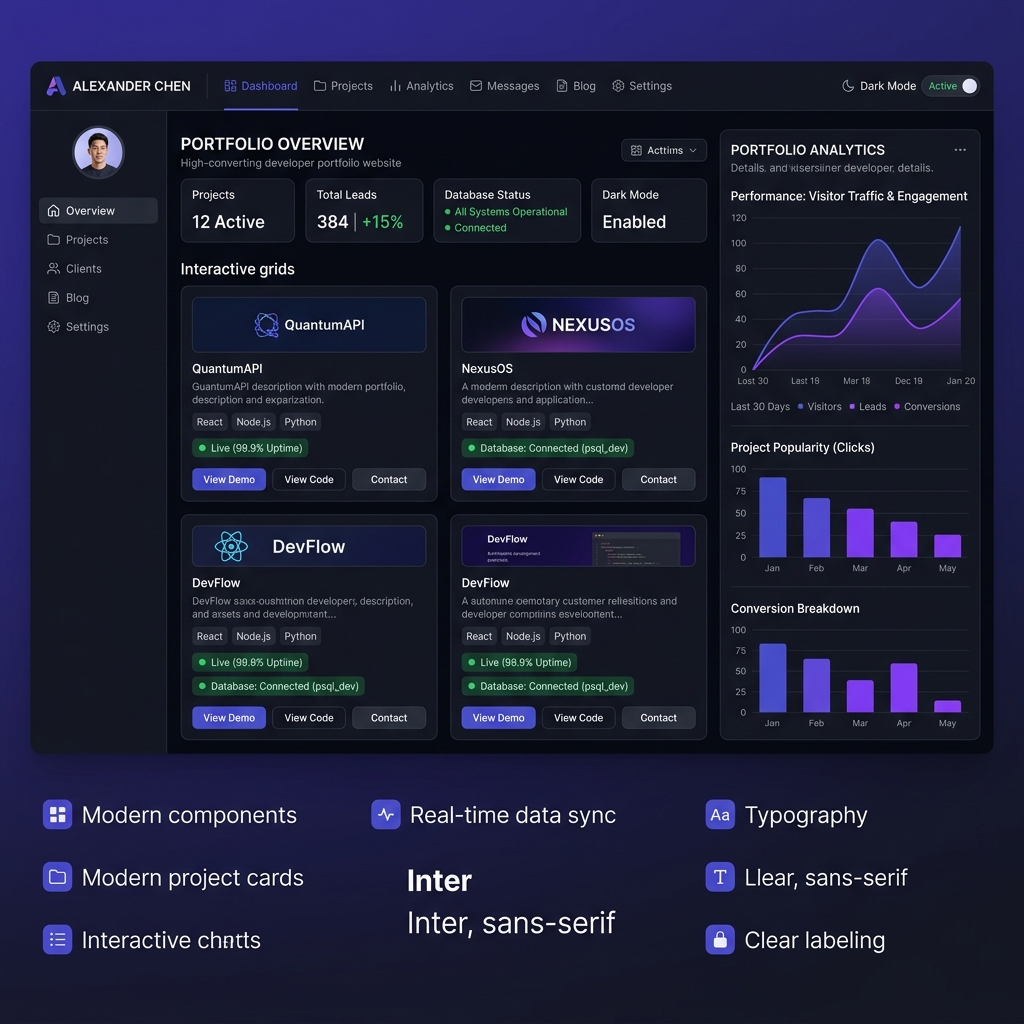 Developer Portfolio Dashboard and Dynamic Project Showcase