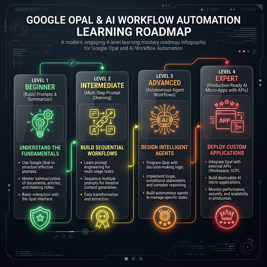 Google Opal and AI Workflow Automation 4-Level Learning Mastery Roadmap